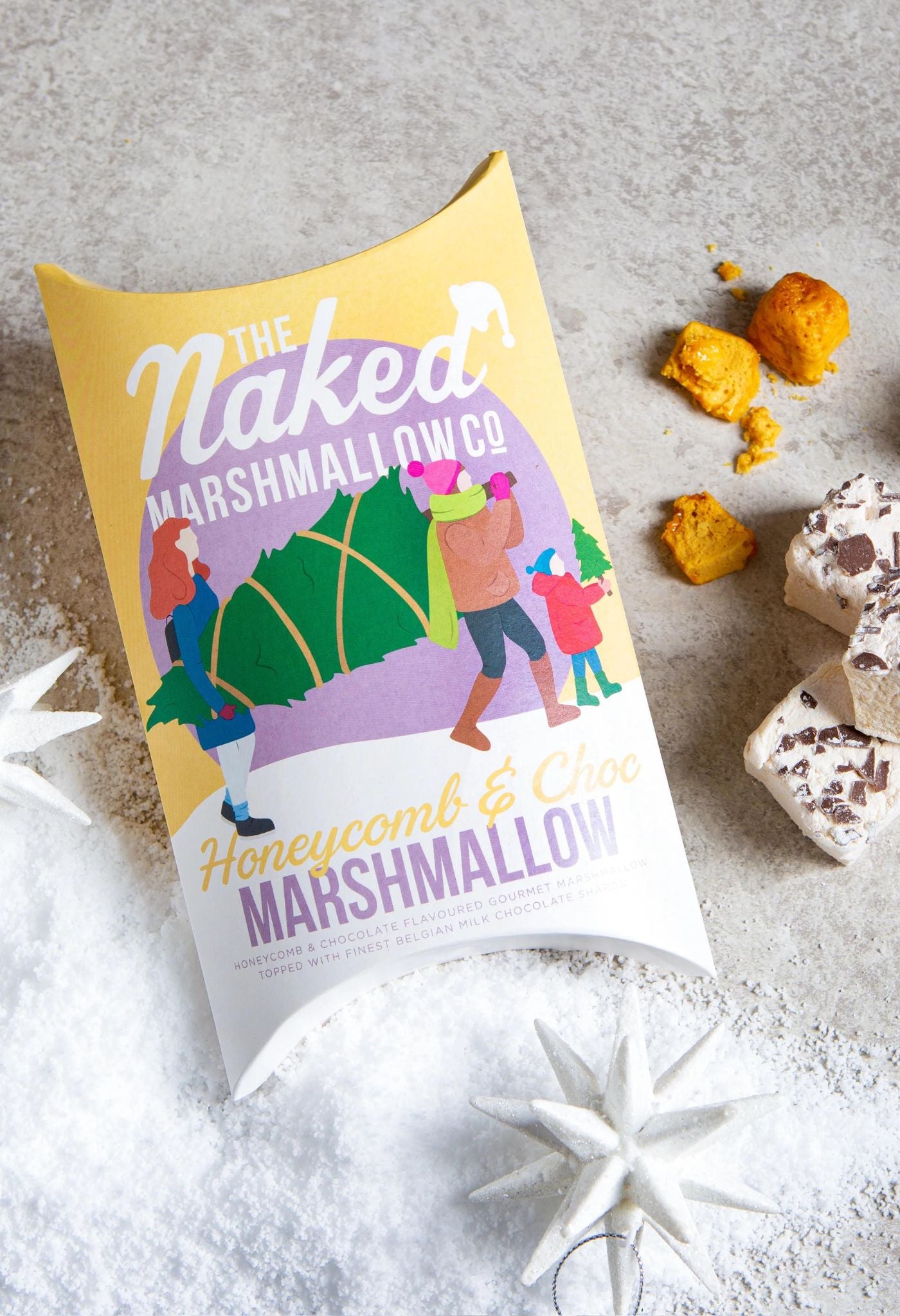 Festliche Gourmet-Marshmallows mit Wabenstruktur und Schokolade 