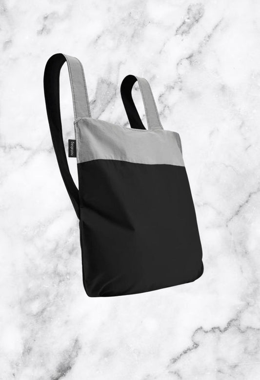 Grey & Black Backpack Tote Bag
