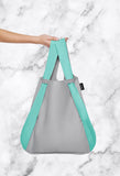 Rucksack-Einkaufstasche in Grau und Blaugrün 
