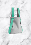 Grey & Teal Backpack Tote Bag