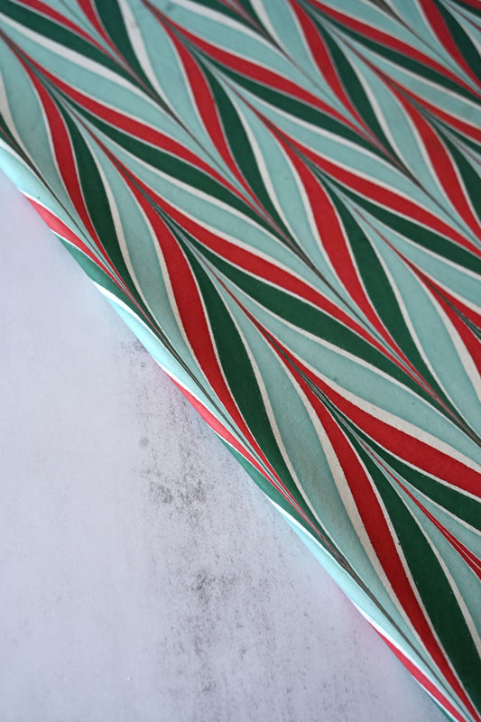 Christmas Red Chevron Swirl Luxury Marbled Gift Wrap