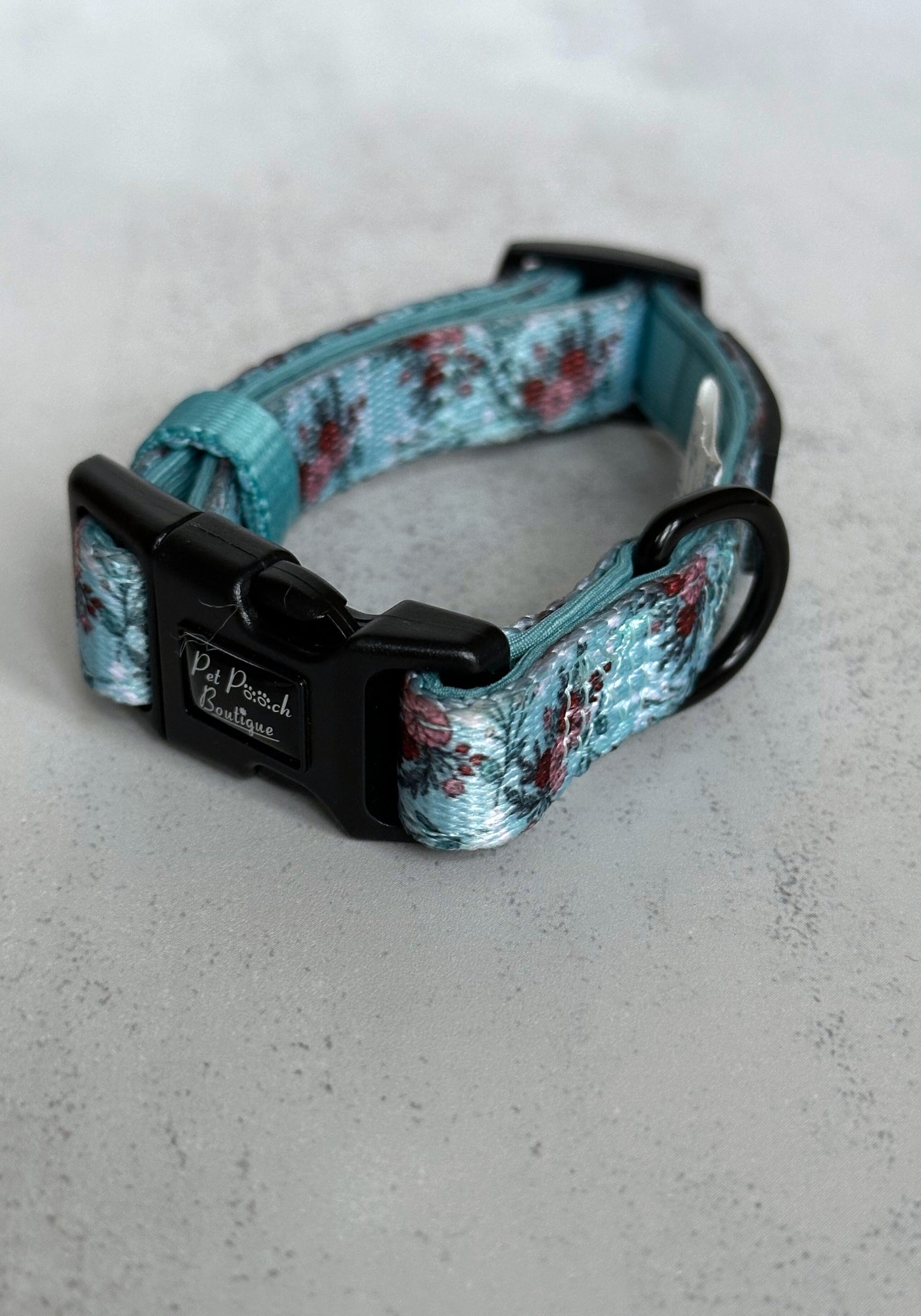 Extra Small Light Blue Floral Handmade Webbing Collar