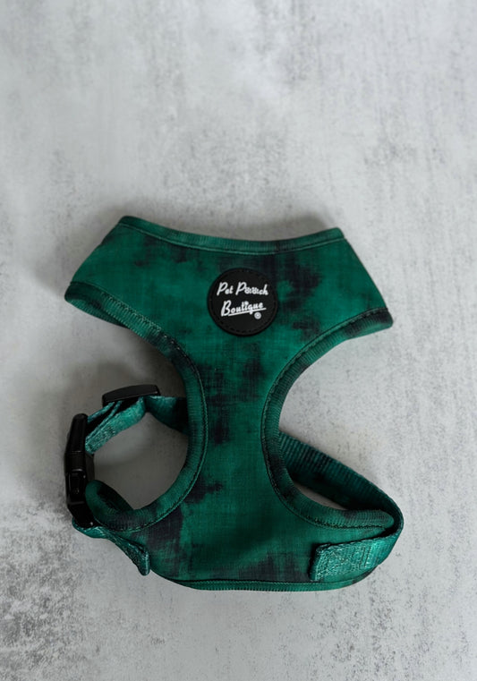 Extra Small Green Space Dye Handmade Webbing Harness