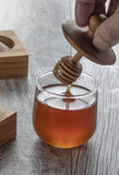 Mini-Honigtopf aus Teakholz und Glas 