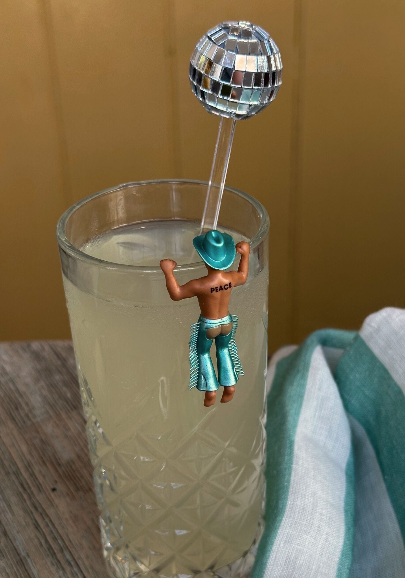 Set of Four Disco Ball Drinks Stirrers