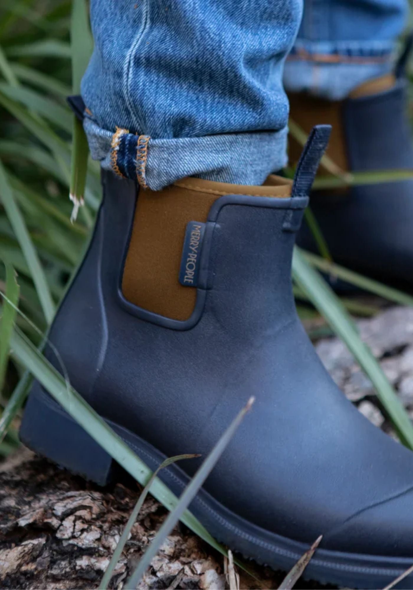Merry People Bobbi Boots Oxford Blue & Tan