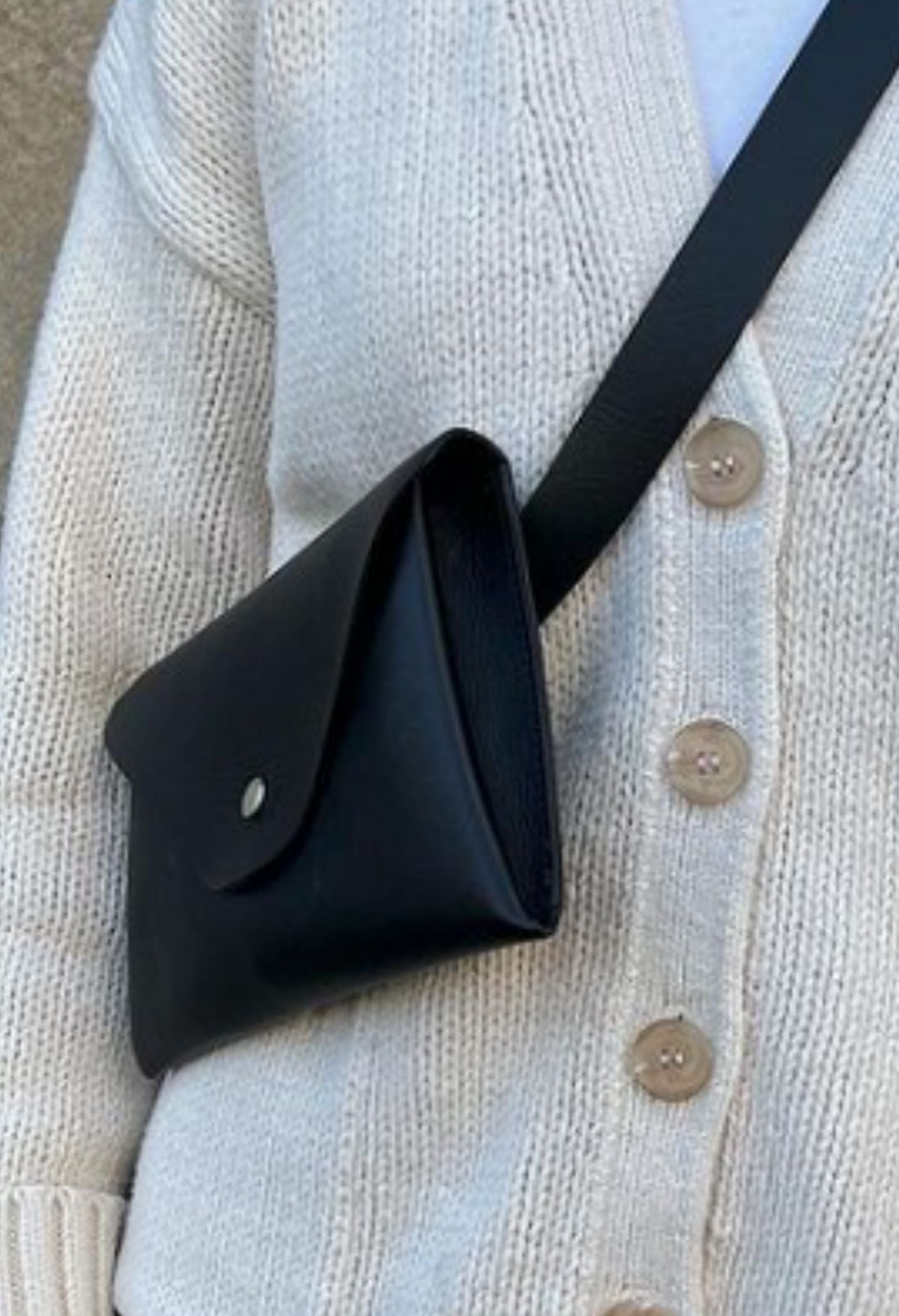 Betty Black Leather Belt Bag