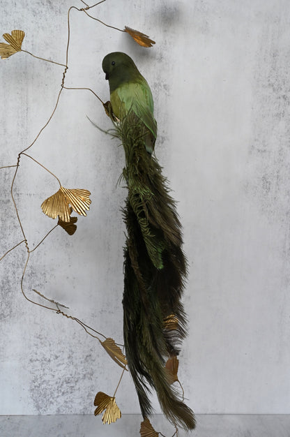 Décoration Grand Oiseau à Plumes Vertes 