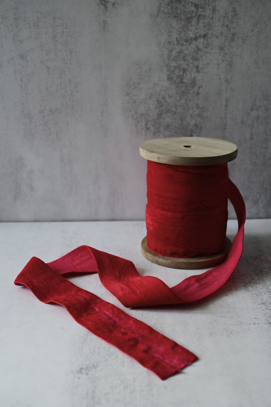 Berry Red Velvet Ribbon - by the metre