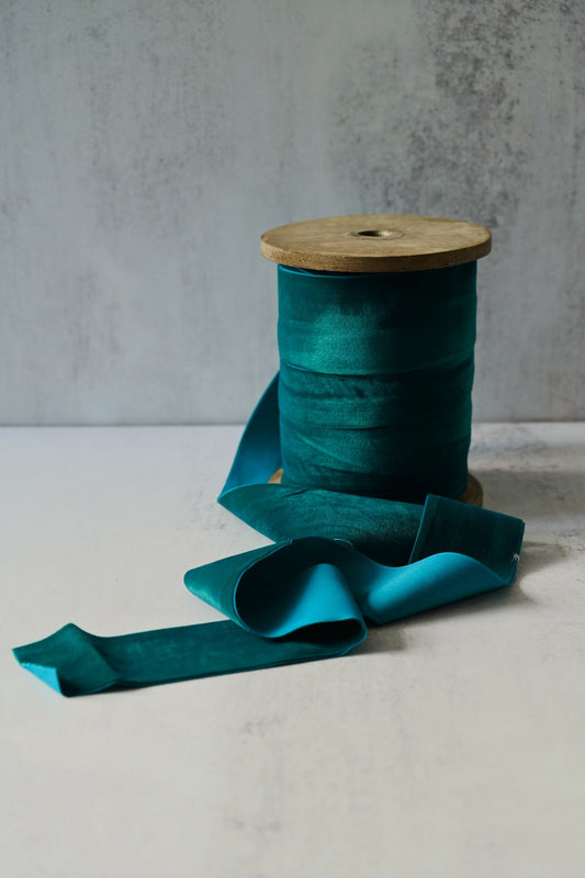 Ocean Teal Velvet Ribbon - by the metre