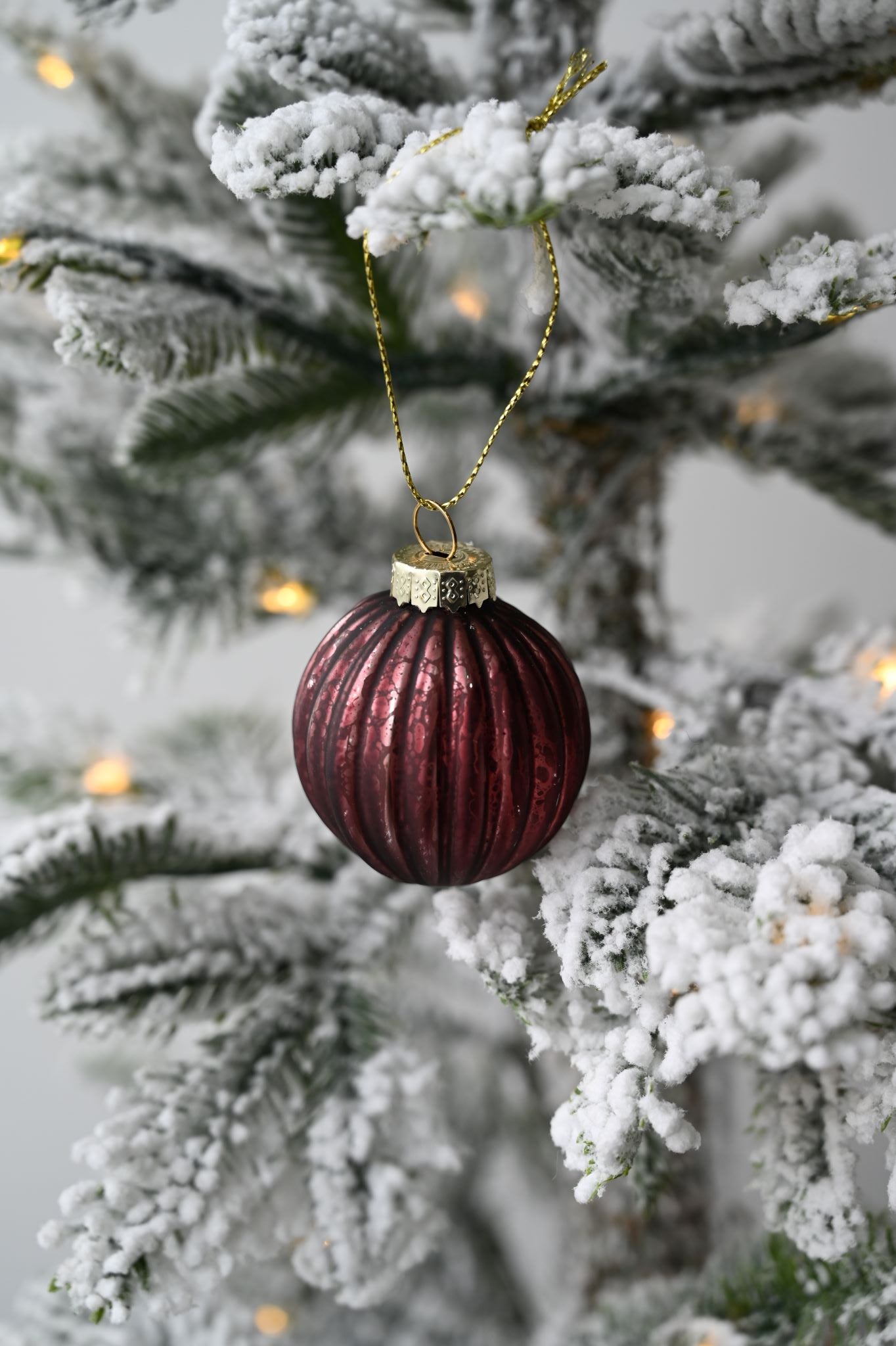 Antique Ribbed Coloured Glass Christmas Baubles