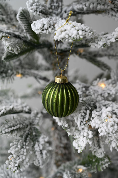 Antique Ribbed Coloured Glass Christmas Baubles