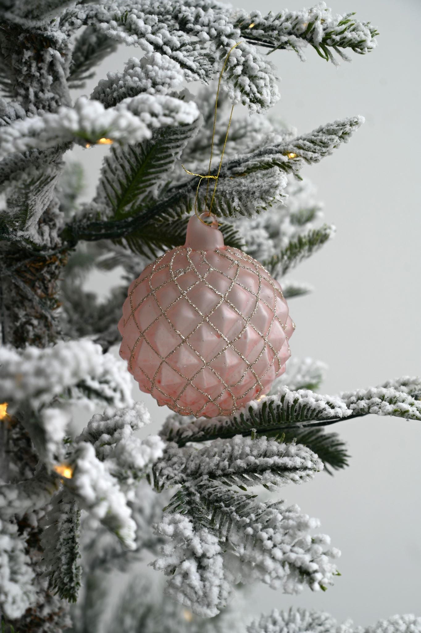Pink and Silver Glitter Cone Bauble