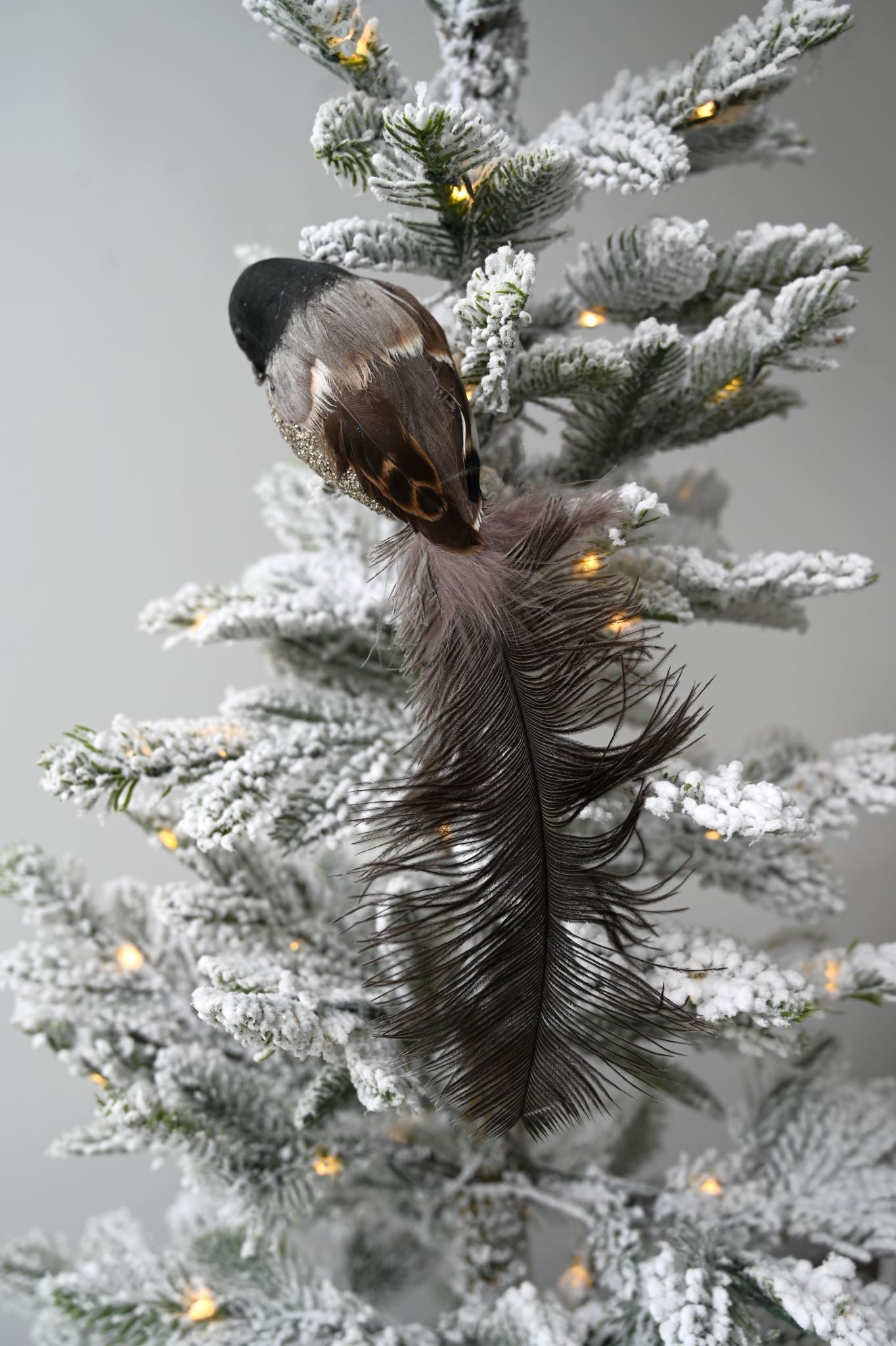 Vogeldekoration mit Glitzer in Schwarz und Silber 