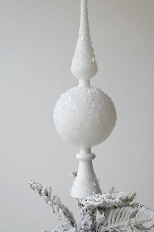 Cimier de sapin en verre givré blanc 