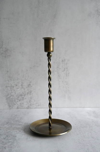 Antique Brass Twisted Candle Holders