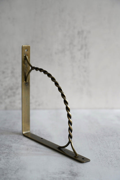 Twisted Antique Brass Shelf Brackets