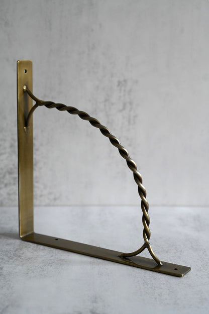 Twisted Antique Brass Shelf Brackets
