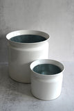 Antique White Metal Plant Pots