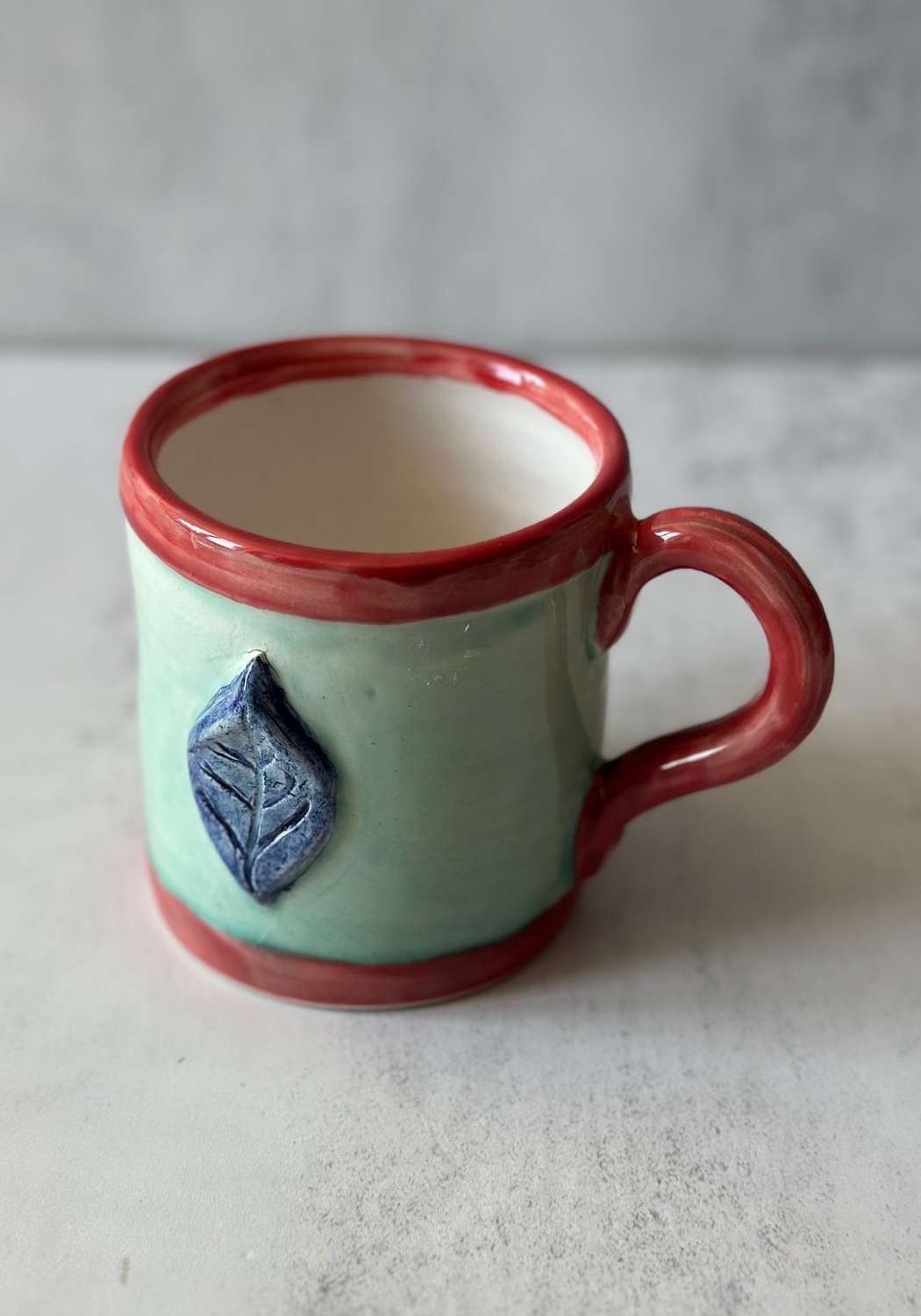 Red and Mint Relief Leaf Stephen Bishop Mug