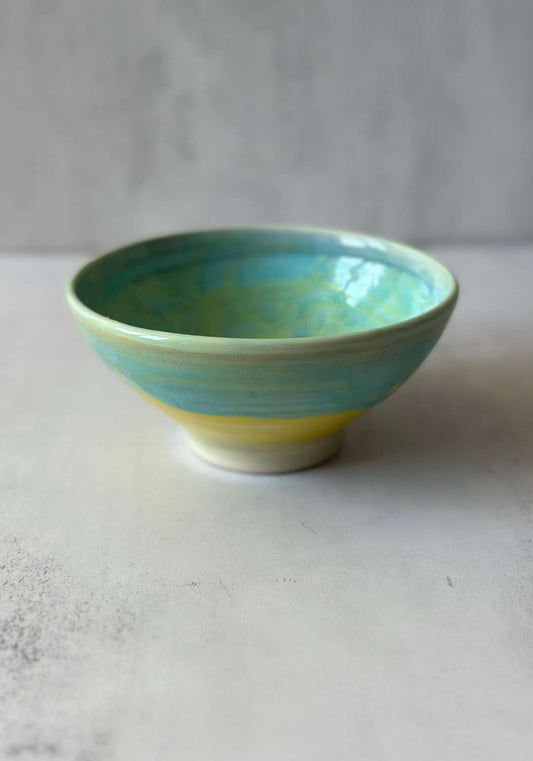 Mint Yellow and Blue Geometric Stephen Bishop Bowl