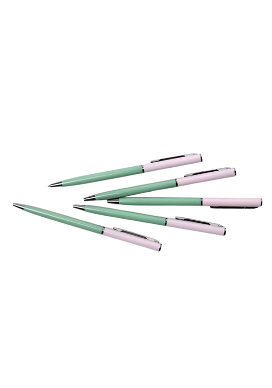 Pink and Green Block Colour Ballpoint Pen