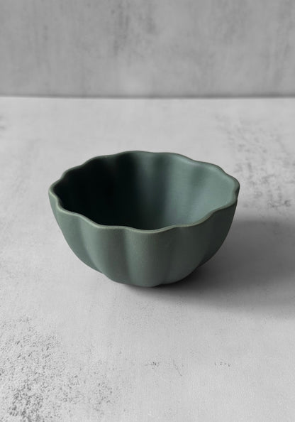 Small Teal Scalloped Bowl