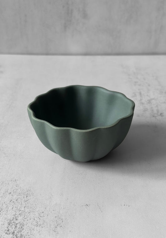 Small Teal Scalloped Bowl