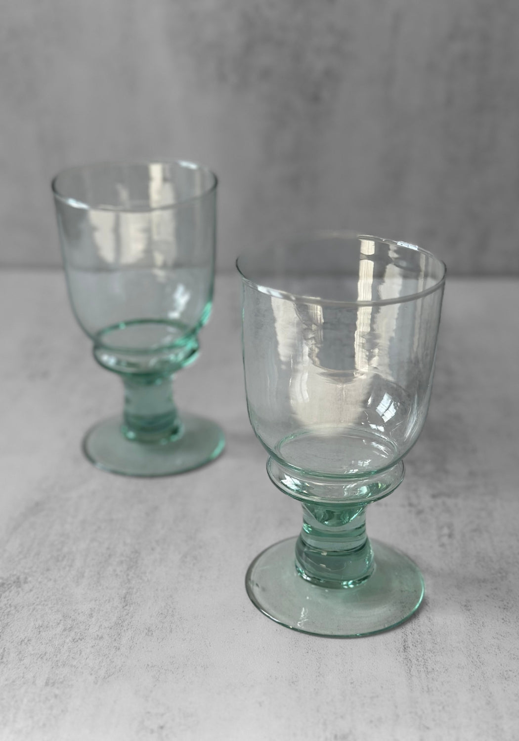 Set of Two Recycled Goblet Wine Glasses