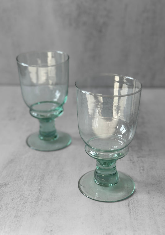 Set of Two Recycled Goblet Wine Glasses