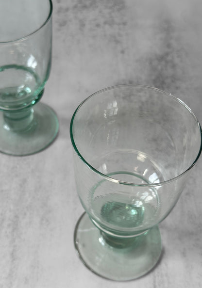 Set of Two Recycled Goblet Wine Glasses