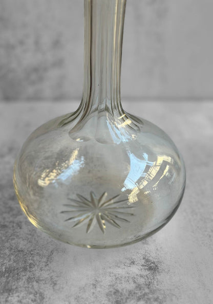 Vintage Clear Glass Star Bottle Vase