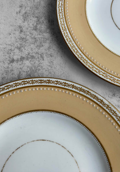Set of Two Gold and Vanilla Cake Plates