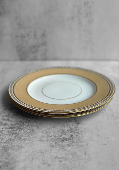 Set of Two Gold and Vanilla Cake Plates