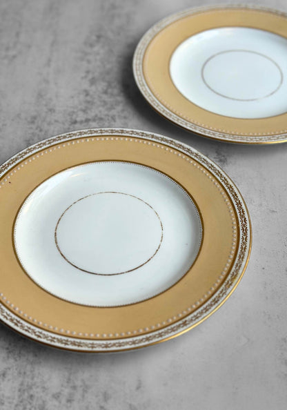 Set of Two Gold and Vanilla Cake Plates