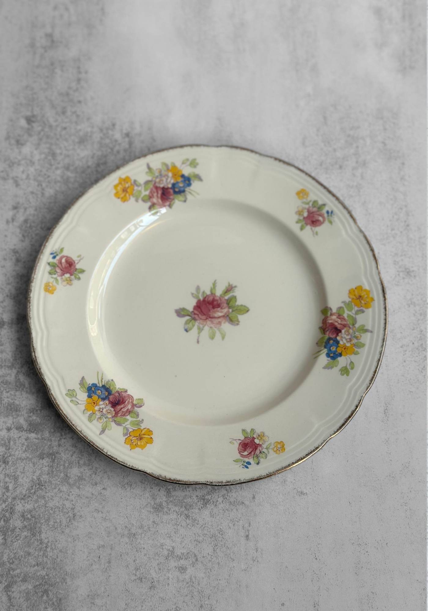 Set of Three Floral Rose Side Plates