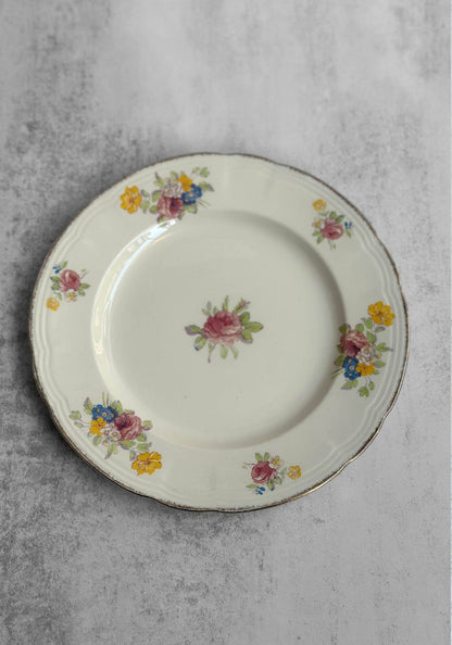 Set of Three Floral Rose Side Plates