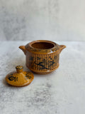 Vintage Mustard Yellow Floral Sugar Pot