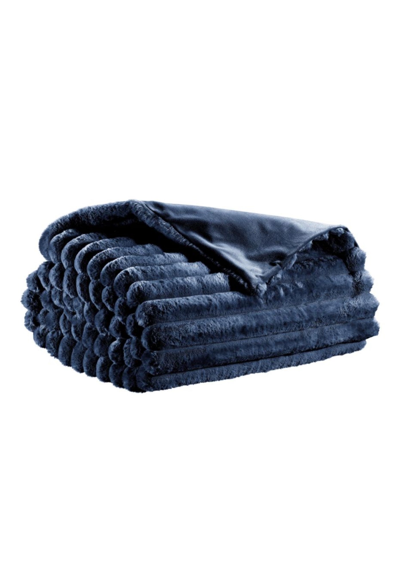 Navy Fluffy Ribbed Throw