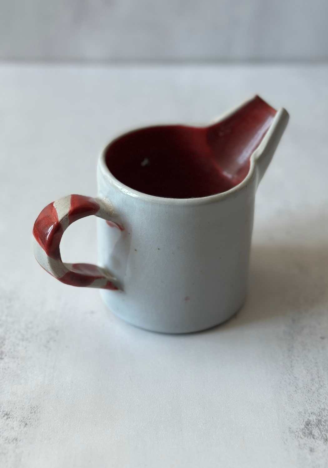 Handmade Welsh Ceramic Candy Striped Pouring Jug