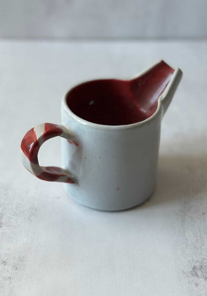 Handmade Welsh Ceramic Candy Striped Pouring Jug