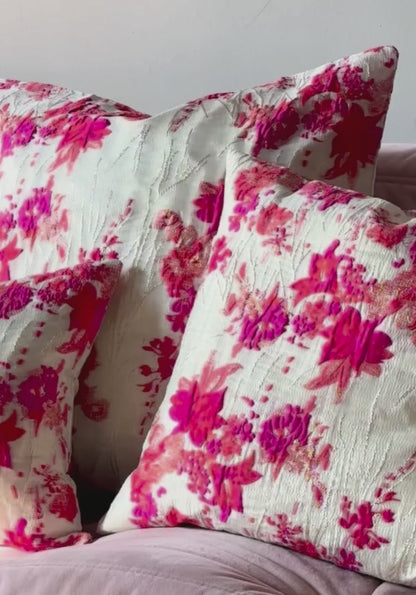 Natural Fuschia Floral Cushion Collection